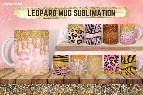 Leopard Glitter Mug Sublimation | PNG Bundle | Mug Wrap Sublimation SvgOcean 