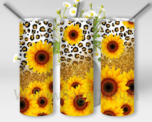 Leopard Glitter Sunflower 20oz Tumbler Png, Leopard Sunflower Tumbler, Western Design, Western Mama Png, Western Sunflower Png Sublimation WillowSageDesign 