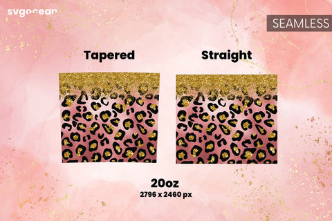 Leopard Glitter Tumbler | Skinny 20 oz | Tapered | Straight Sublimation SvgOcean 