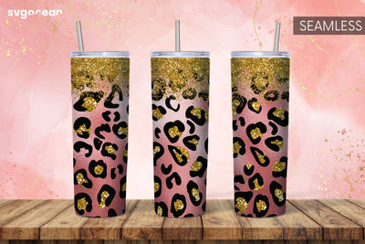 Leopard Glitter Tumbler | Skinny 20 oz | Tapered | Straight Sublimation SvgOcean 