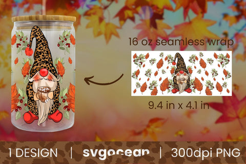 Leopard Gnome Can Glass | Beer Can | 16 Oz Libbey Glass SVG SvgOcean 