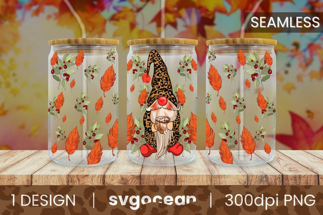 Leopard Gnome Can Glass | Beer Can | 16 Oz Libbey Glass SVG SvgOcean 