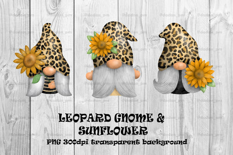 Leopard Gnome, Sunflower gnome sublimation png SVG dadan_pm 