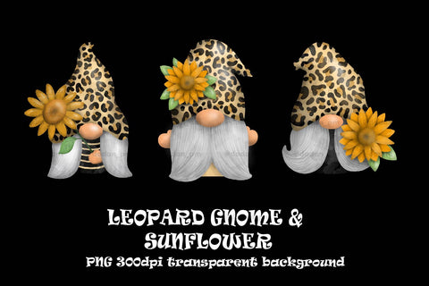 Leopard Gnome, Sunflower gnome sublimation png SVG dadan_pm 