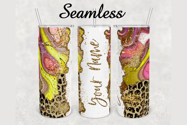 Leopard Gold Glitter Agate Tumbler sublimation design 20 oz skinny tumbler wrap Sublimation BambinaCreations 