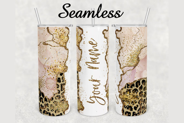 Leopard Gold Glitter Marble Tumbler sublimation design 20 oz skinny tumbler wrap Sublimation BambinaCreations 