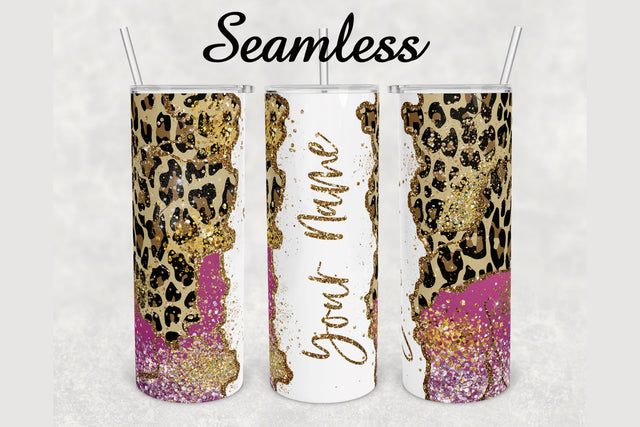 Leopard Gold Glitter Marble Tumbler sublimation design 20 oz skinny tumbler wrap Sublimation BambinaCreations 