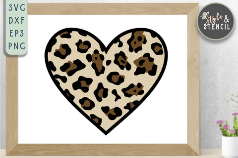 Leopard Heart SVG - Heart Sublimation SVG Style and Stencil 