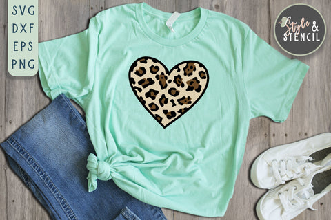 Leopard Heart SVG - Heart Sublimation SVG Style and Stencil 