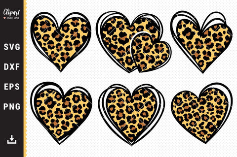 Leopard heart SVG, Leopard print SVG, DXF, EPS, Leopard heart sublimation PNG SVG ClipartMuchLove 