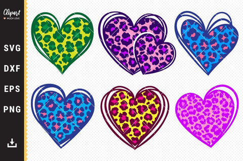 Leopard heart SVG, Leopard print SVG, DXF, EPS, Leopard heart sublimation PNG SVG ClipartMuchLove 