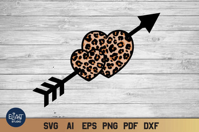 Leopard Heart SVG, Valentines Day SVG Cheetah Print with Hearts and Arrow. SVG Elinorka 