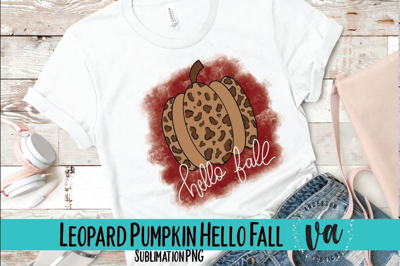 Leopard Hello Fall Sublimation PNG Sublimation V. Anderson Designs 