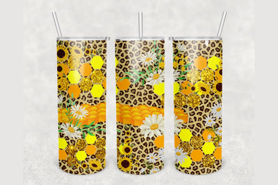 Leopard Honeycomb Floral Tumbler sublimation design 20 oz skinny tumbler wrap Sublimation BambinaCreations 
