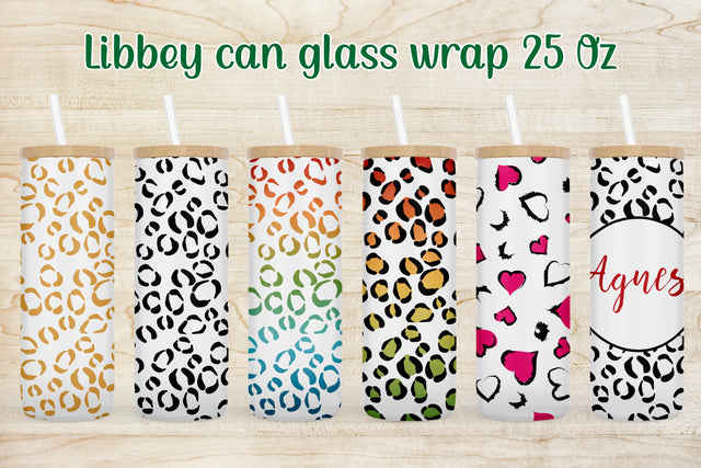 Leopard libbey can glass sublimation | Can glass wrap 25 Oz Sublimation Svetana Studio 