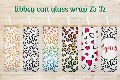 Leopard libbey can glass sublimation | Can glass wrap 25 Oz Sublimation Svetana Studio 