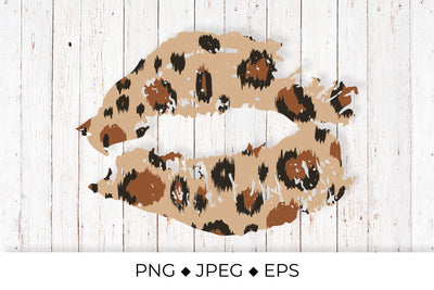 Leopard lips. Lipstick kiss. Leopard print. Sublimation LaBelezoka 