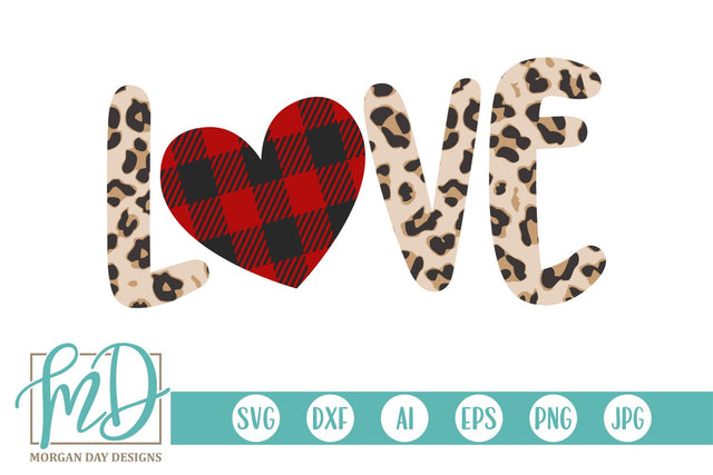 Leopard Love Buffalo Plaid Heart SVG Morgan Day Designs 