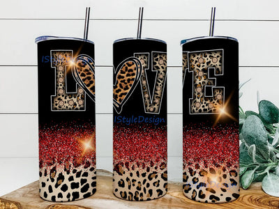 Leopard Love Tumbler Png, Valentine 20oz Skinny Png, Glitter Leopard Tumbler Wrap, Heart Leopard Design Png, Valentine's Day Gift, Digital Download Sublimation iStyleDesign 