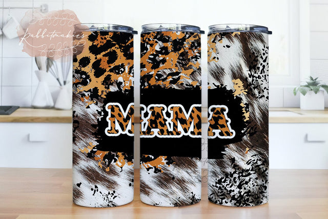 Leopard Mama 20oz Sublimation Tumbler, Mothers Day Straight tumbler, Mama Tumbler, Mom Tumbler Wrap PNG Sublimation Rabbitmakies 