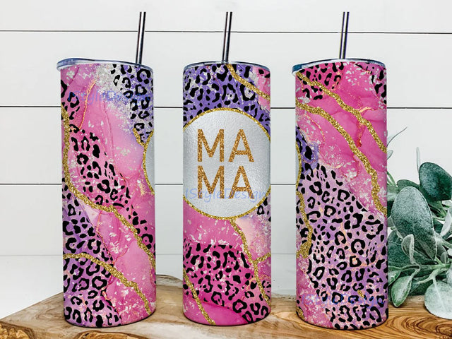 Leopard Mama Seamless for Straight, Tapered Tumbler PNG, Copper Glitter Leopard Sublimation Design- 20oz Skinny Tumbler Sublimation iStyleDesign 