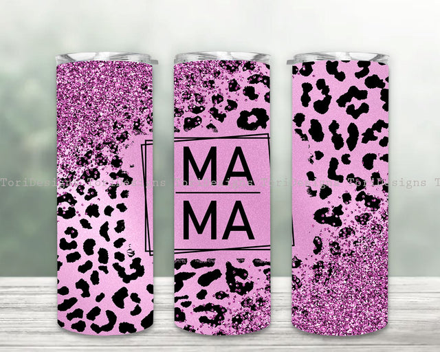 Leopard Mama Sublimation Design for Skinny Tumbler 20oz Design Sublimation ToriDesigns 