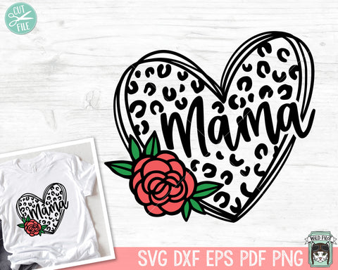 Leopard Mama SVG, Mothers Day SVG, Floral Leopard Heart Mama PNG, Mama svg cut file, Mothers Day Shirt svg file, Flower Mama svg cut file SVG Wild Pilot 