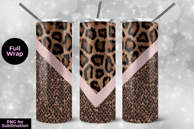 Leopard & Mermaid Scales 20oz Skinny Tumbler Wrap Template Sublimation Sublimatiz Designs 