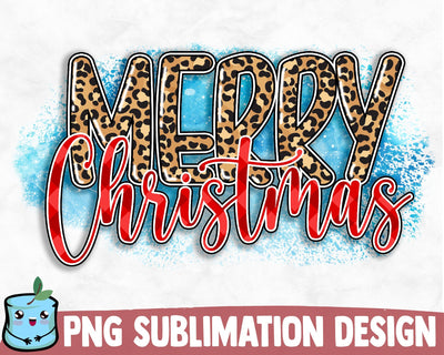Leopard Merry Christmas Sublimation Design Sublimation MintyMarshmallows 