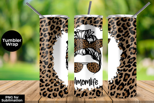 Leopard momlife 20 oz Skinny Tumbler Wrap Sublimation Design Sublimation Sublimatiz Designs 