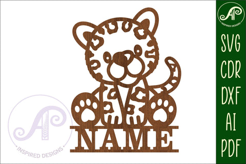 Leopard Name sign svg laser cut template, wall art SVG APInspireddesigns 