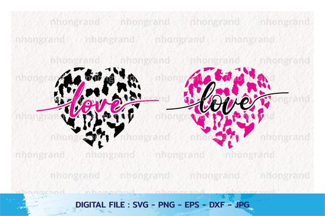 Leopard pattern heart shape with love Silhouette, PNG SVG File, Digital Download SVG nhongrand 