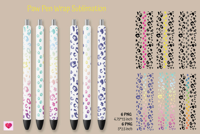 Leopard Pen Wrap Sublimation. Paw Print Waterslide Pen Wraps Sublimation Kseniia designer 