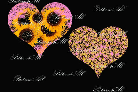 Leopard pink and Sunflower Heart background,Leopard Patches,Valentine Sublimation Splotches PNG,floral design elements for t-shirts download Sublimation ArtStudio 
