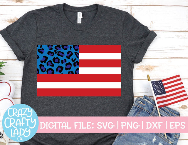 Leopard Print American Flag | 4th of July SVG Cut File SVG Crazy Crafty Lady Co. 