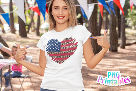 Leopard Print American Flag Heart png - Fourth of July png - Print File - July 4th Sublimation Design - Patriotic png - Digital Download Sublimation Svg Cuttables 