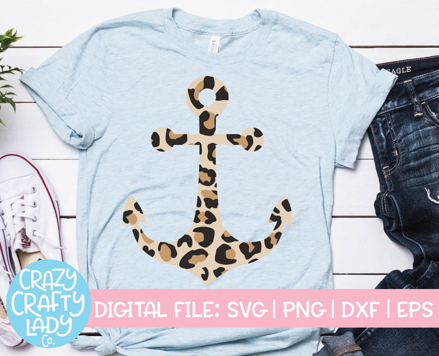 Leopard Print Anchor | Summer SVG Cut File SVG Crazy Crafty Lady Co. 