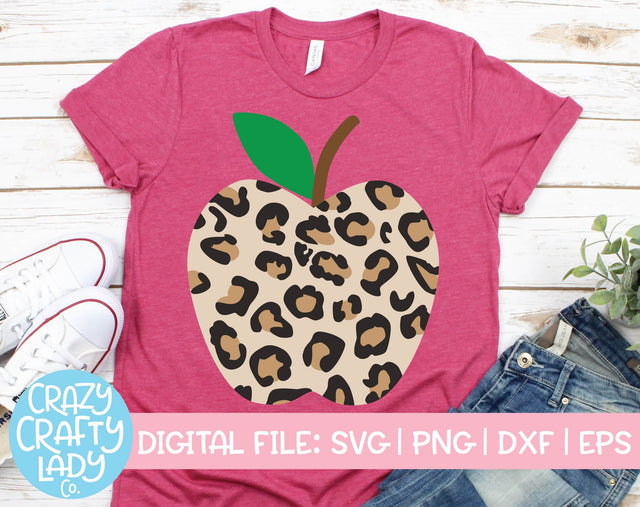 Leopard Print Apple | Back to School SVG Cut File SVG Crazy Crafty Lady Co. 