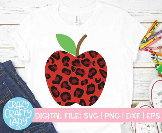 Leopard Print Apple | Back to School SVG Cut File SVG Crazy Crafty Lady Co. 