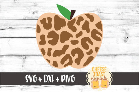 Leopard Print Apple - School Teacher SVG PNG DXF Cut Files SVG Cheese Toast Digitals 