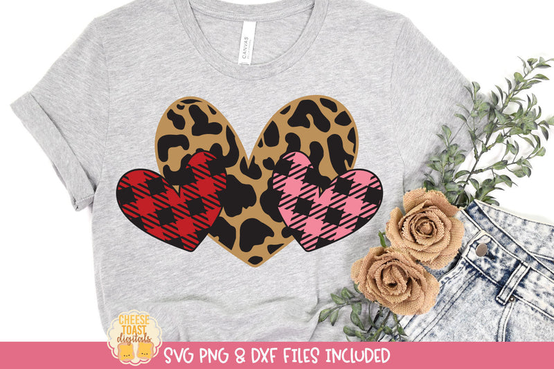 Leopard Print & Buffalo Plaid Hearts | Valentine Shirt SVG SVG Cheese Toast Digitals 