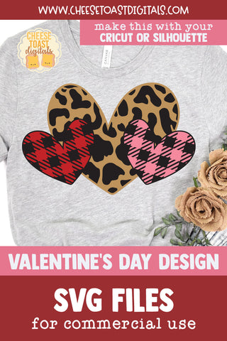 Leopard Print & Buffalo Plaid Hearts | Valentine Shirt SVG SVG Cheese Toast Digitals 