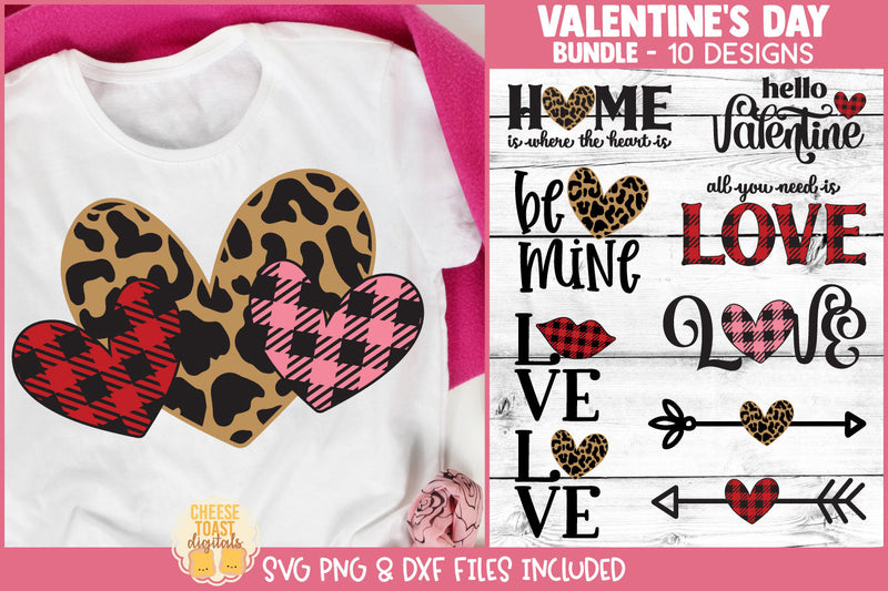 Leopard Print & Buffalo Plaid Valentine's Day SVG Bundle SVG Cheese Toast Digitals 