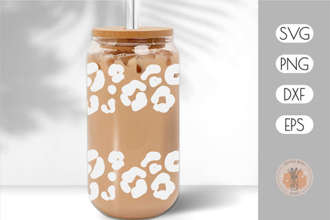 Leopard Print Can Glass Wrap Beer Coffee 16 Oz SVG OrangeBrushStudio 