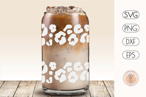 Leopard Print Can Glass Wrap Beer Coffee 16 Oz SVG OrangeBrushStudio 