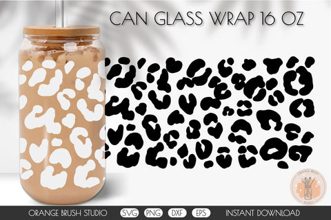 Leopard Print Can Glass Wrap Bundle for Cricut Beer Can Glass 16 Oz SVG OrangeBrushStudio 
