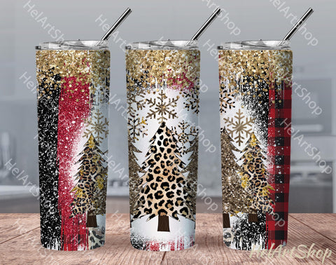 Leopard Print Christmas Trees Tumbler PNG | Sublimation PNG Sublimation _HelArtShop_ 