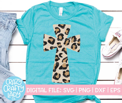 Leopard Print Cross | Christian Easter SVG Cut File SVG Crazy Crafty Lady Co. 