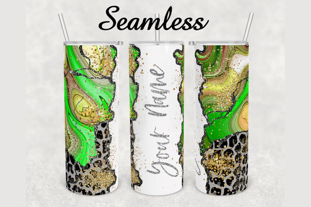 Leopard Print Glitter Agate Tumbler sublimation design 20 oz skinny tumbler wrap Sublimation BambinaCreations 