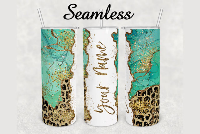 Leopard Print Glitter Agate Tumbler sublimation design 20 oz skinny tumbler wrap Sublimation BambinaCreations 